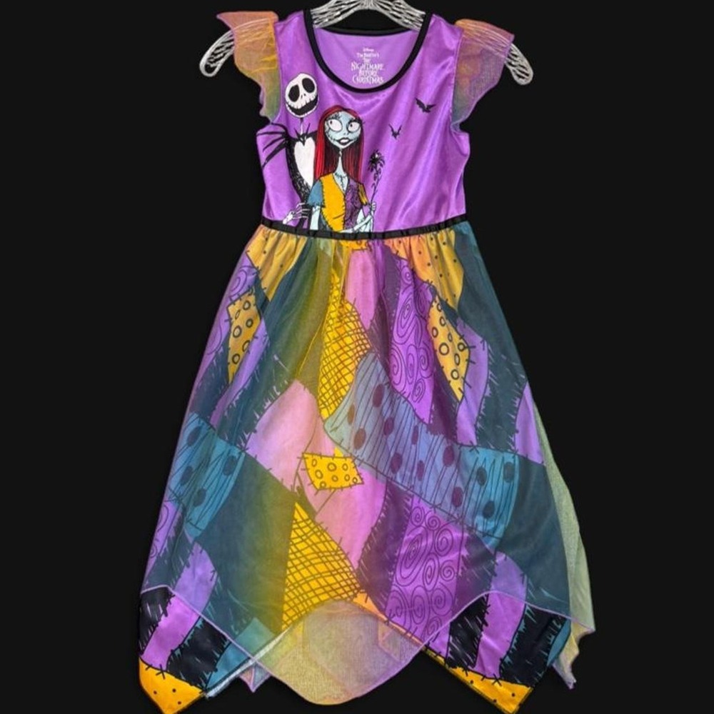 Disney The Nightmare Before Christmas Girls Flutter Sleeve Tutu Dress M(8)
